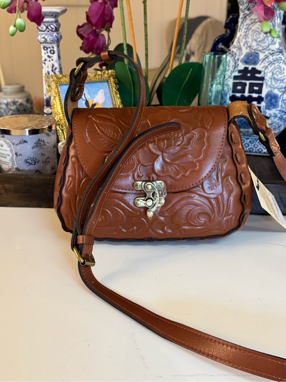 🤎 NWT PATRICA NASH LUCIA TAN ROSE TOOLED MICAELA BAG! 🤎🤎 - Picture 2 of 12